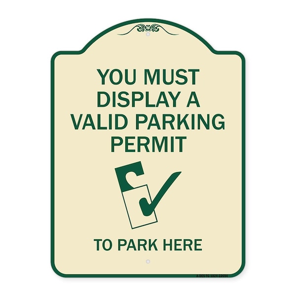 Signmission You Must Display Valid Parking Permit to Park Here Heavy-Gauge Alum Sign, 24" x 18", TG-1824-22694 A-DES-TG-1824-22694 - main